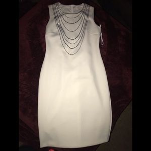 NWT Calvin Klein white studded dress